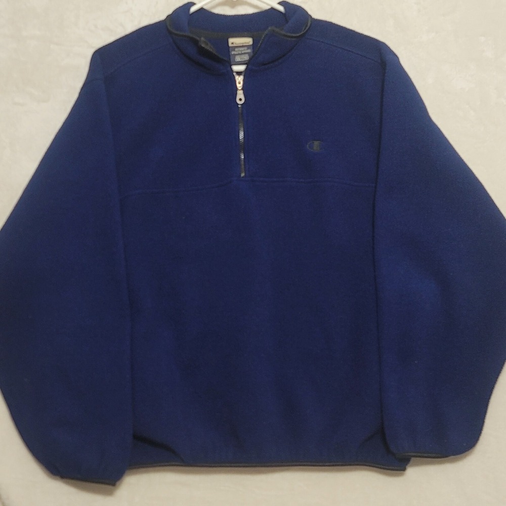 Champion Men's 1/4 Zip Fleece Sweater Sz 2xL Blue Long Sleeve